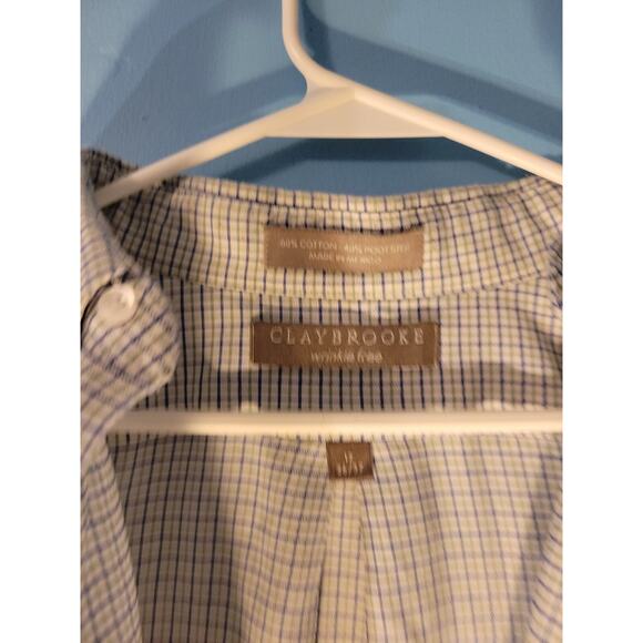 Clay Brooke Mens White/Blue Button Down Collared Dress Shirt Size 17 - 36/37 - Picture 4 of 8